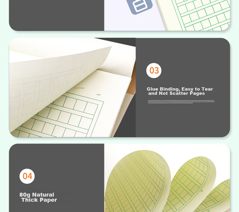LISON 3-Pack Math Homework Paper (Medium Vertical Lines), Draft Paper, Student Practice Paper, A4/20 Sheets, High School Student Learning Tool, 1261 9