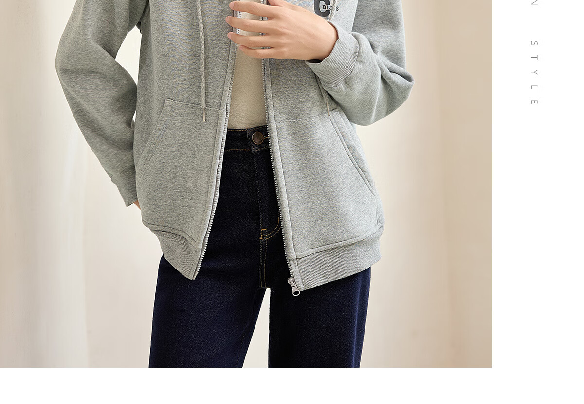 Chushen Spring and Autumn Casual Short Jacket Women Zipper Design Hooded Pocket Sweatshirt Loose Top S143U1003 22