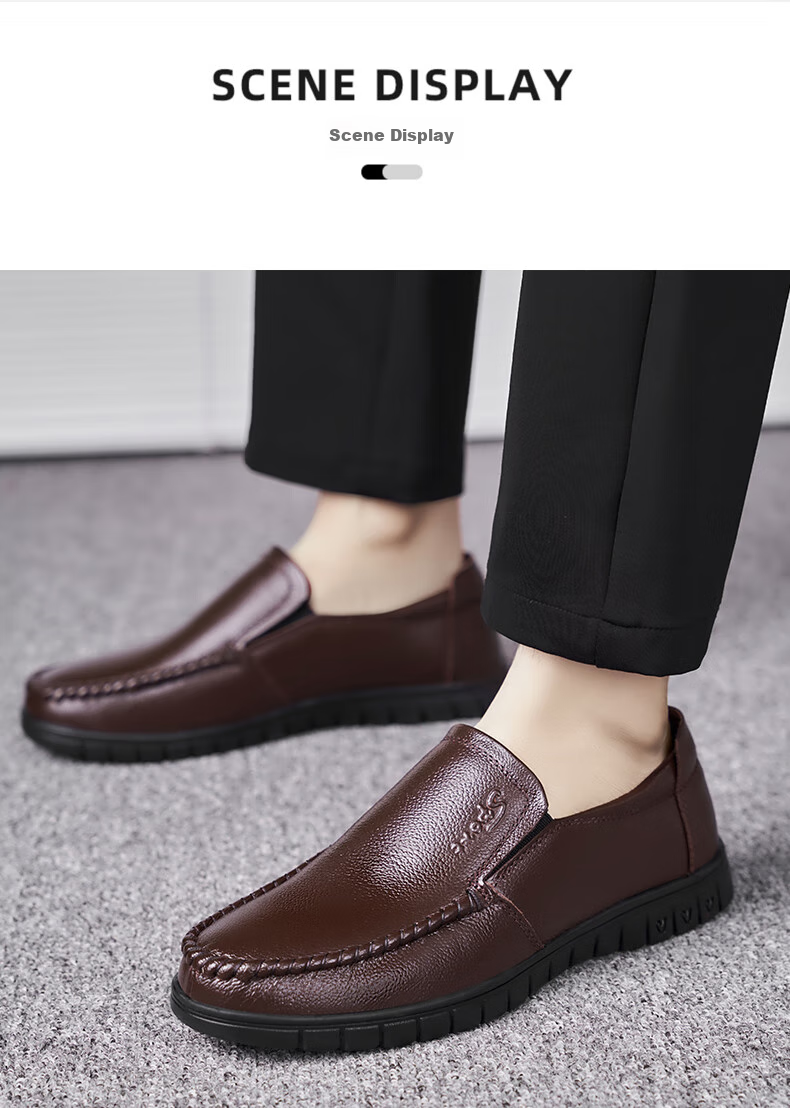 MEXICAN Business Casual Shoes Men's Top-Grain Leather Shoes Formal Slip-On Derby Shoes for Men 8283 Black Size 40 21