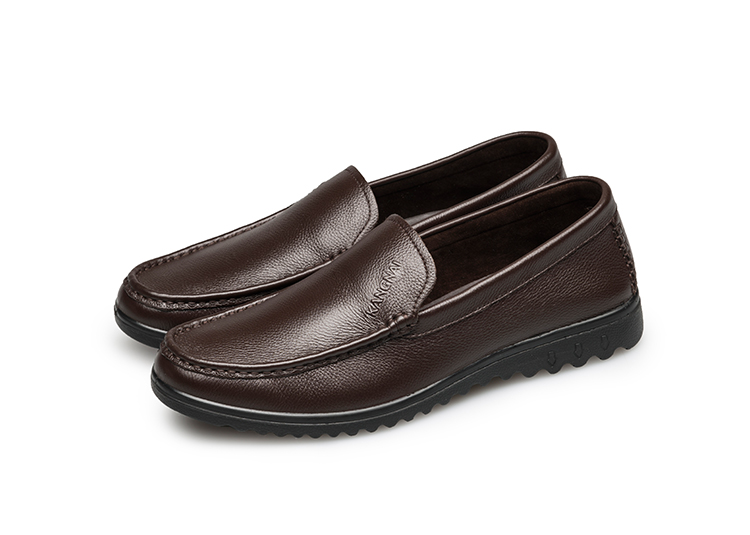 Kangnai Men's Leather Shoes, Versatile And Comfortable Slip-On Loafers, Business Casual Shoes, Cowhide Lightweight Black, Size 44 18