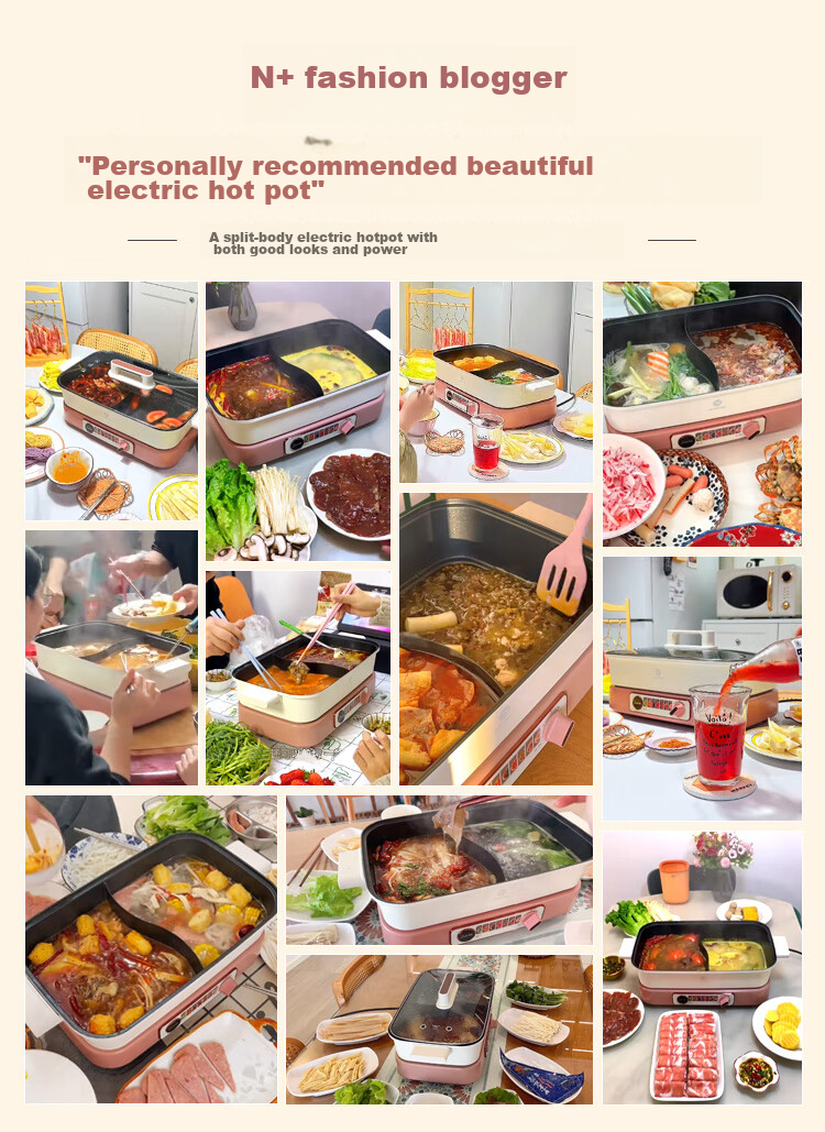 Liven Dual-Sided Electric Hot Pot, Multi-Functional Cooking Pot for Electric Stove, Large Capacity 7-Liter Detachable Electric Hot Pot for Home Use DHG-700BY 1