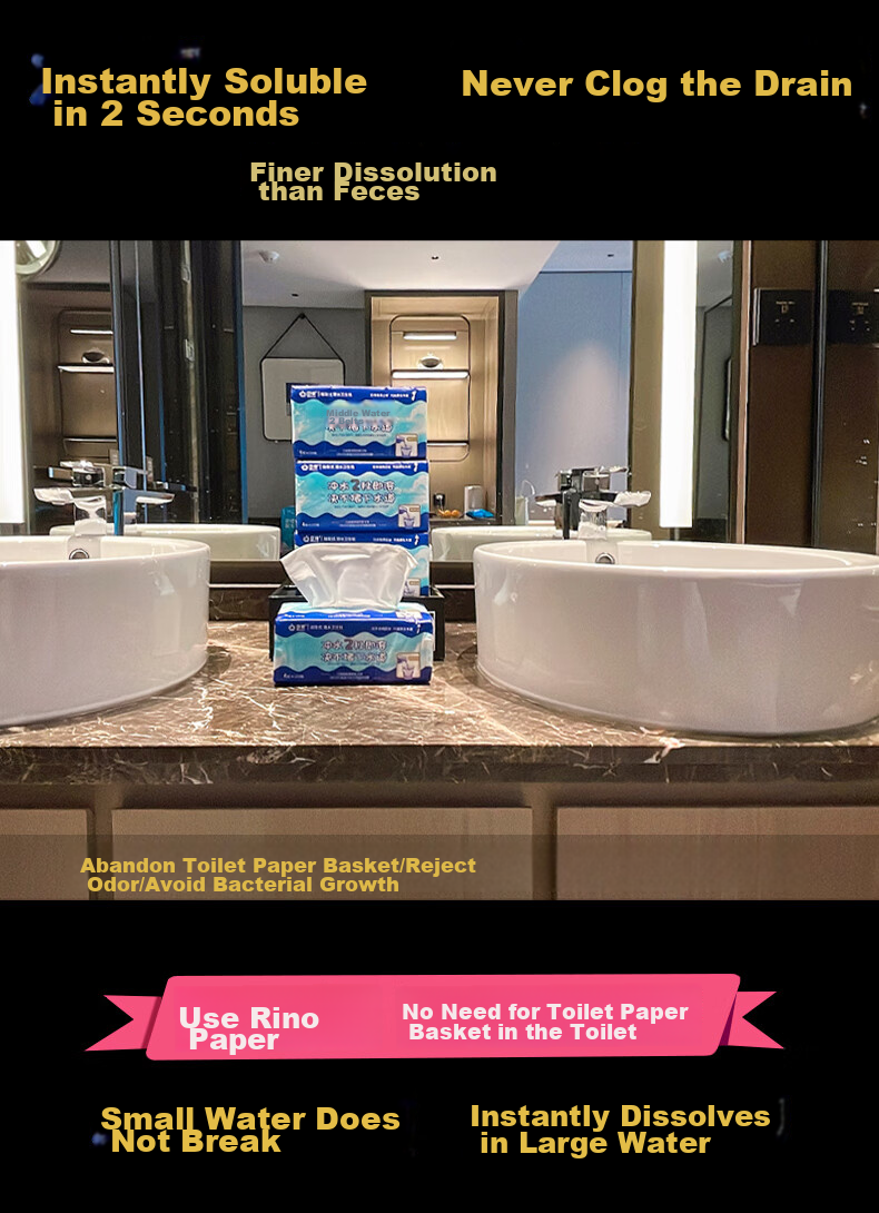 Rinuo Water-Soluble Facial Tissues, Whole Box, Mother And Baby Pull-Out Toilet Paper, 110 Sheets, 4-Ply, 6 Packs/unit 5