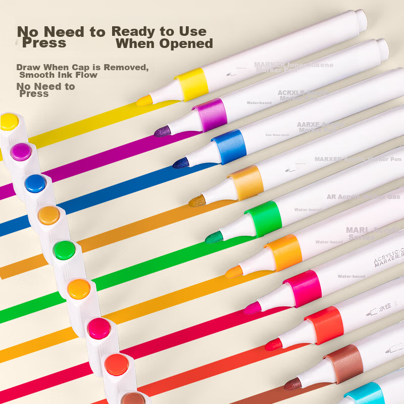 TRUECOLOR ZC639-60 Single-Head Water-Based Acrylic Marker, PP Box Packaging, Waterproof Quick-Drying, for Children And Students, Hand-Drawn Graffiti Painting, Watercolor Pen, Colored Drawing Brush