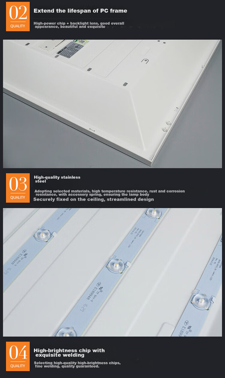 NVC LED Panel Light Integrated Ceiling Light LED Flat Panel Aluminum Buckle Plate 600×600 36W Pendant Light White 10
