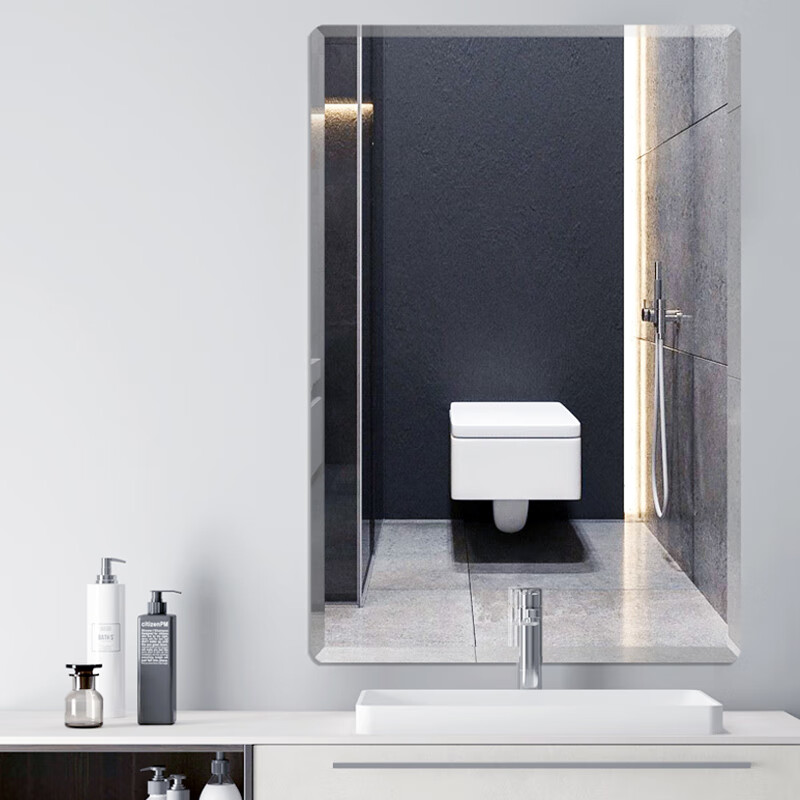 Anerya Bathroom Mirror, Wall-Mounted Self-Adhesive Mirror, No Drilling Required, Full-Length Mirror for Home Or Dorm Use, Makeup Mirror, 50*70 Cm