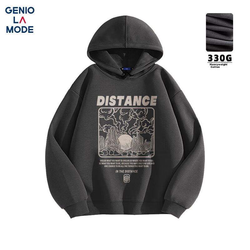 GENIOLAMODE Men's Hoodie, Autumn Fashion Trendy Brand, Casual Simple Printed Youth Menswear