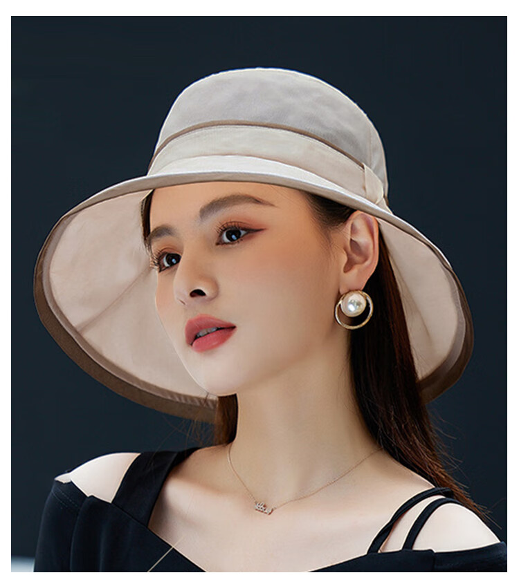 Shanghai Gushi Silk Hat for Women, Summer Mulberry Silk UV Protection Fisherman Hat, Foldable Wide Brim Sun Hat, Mother's Day Gift 7