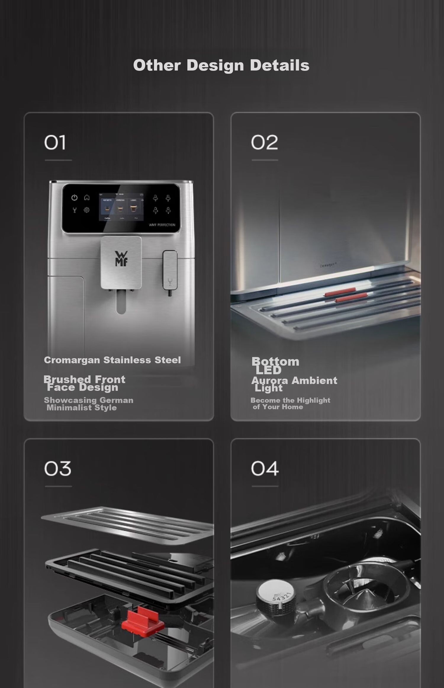 WMF Coffee Machine 650, Home Fully Automatic Coffee Maker, Imported, 48 Menu Options, One-Button Auto Cleaning, Futenbao Office Coffee Machine 17