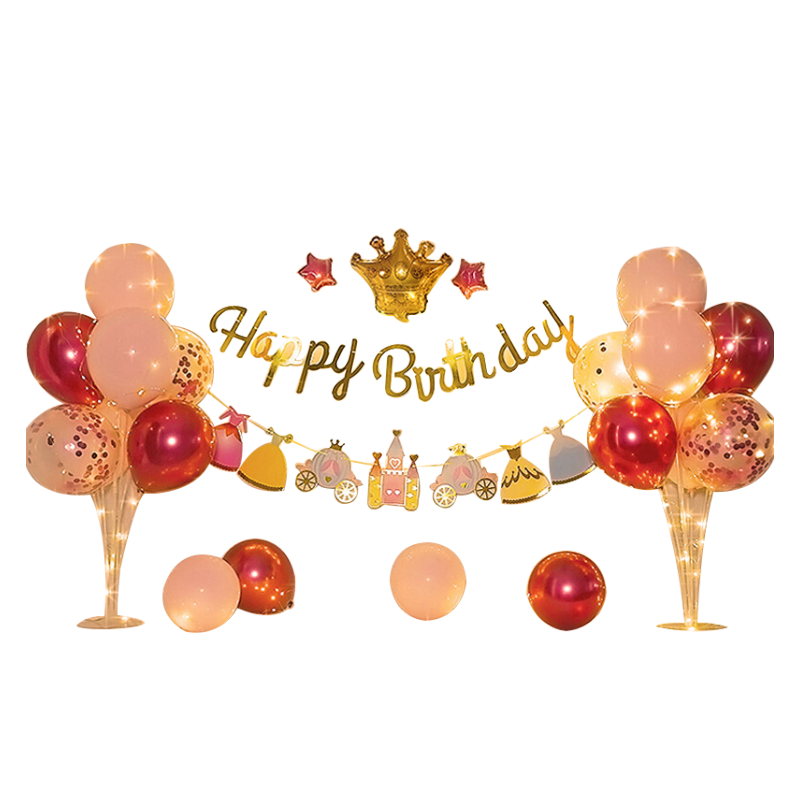 Duomeiyi Birthday Scene Decoration, Girl's Birthday Balloon Decorations, Children's Table Floating, Baby's First Birthday, Happy Birthday, Pink Castle