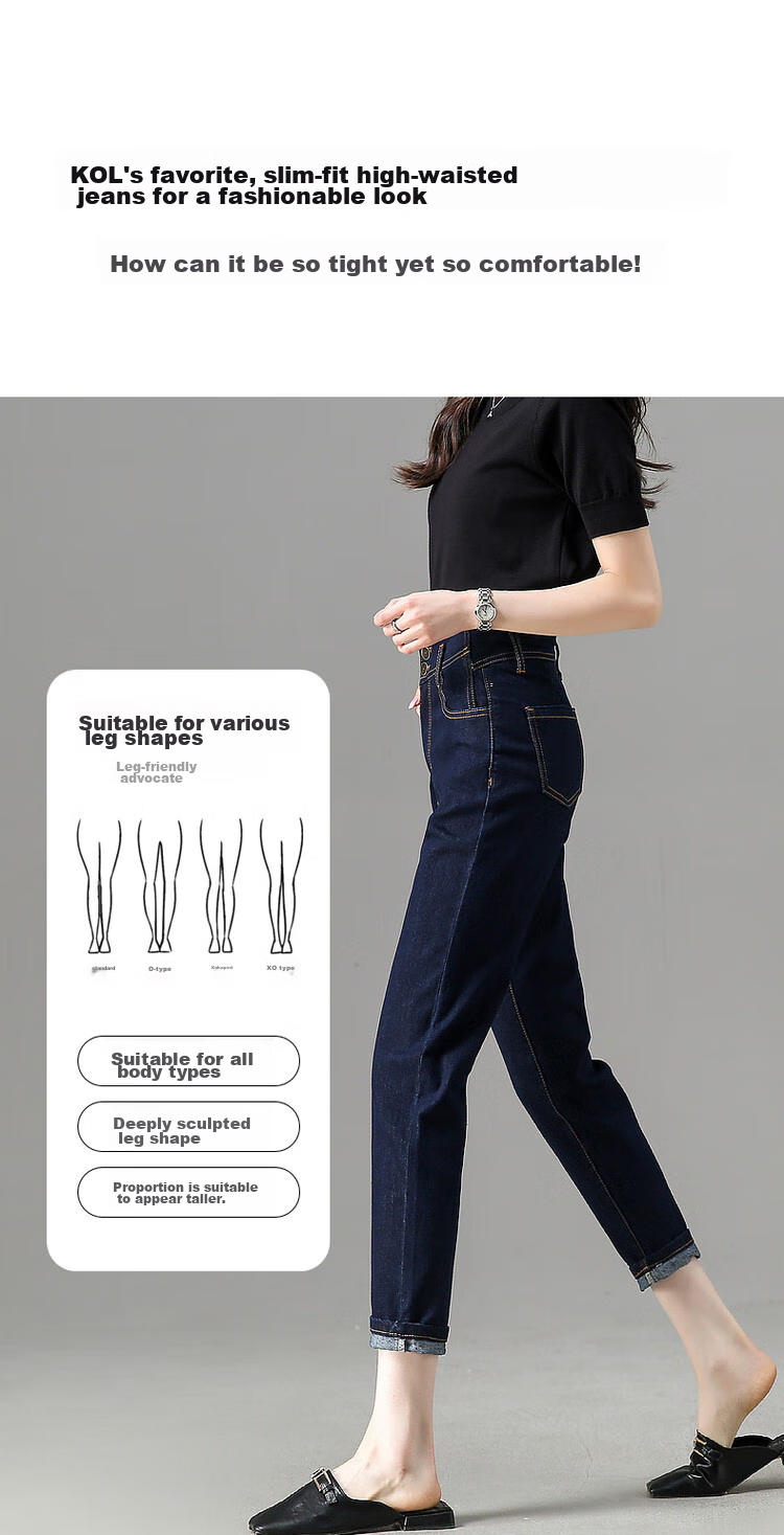 Dme Youthful Long-Legged High-Waisted Double-Button Women's Pants, Blue, Size 27 4