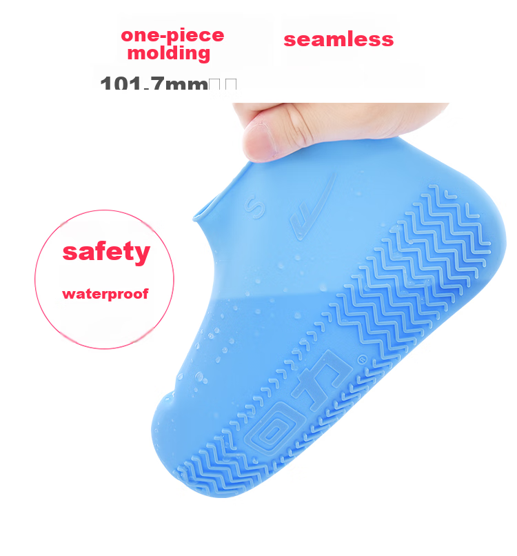 Huili Rain Shoe Covers for Men, Women And Children, Fashionable Thickened Portable Short Waterproof Rain Boots And Shoes 1001 Blue Thickened L 13