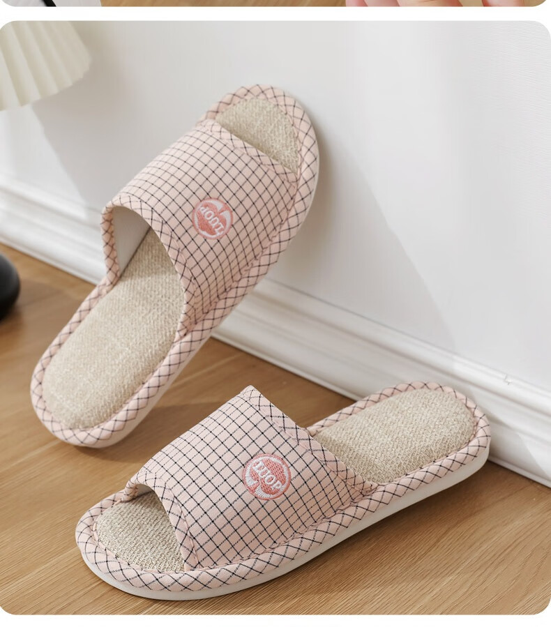 Huameijianbu Linen Slippers, Indoor Non-Slip, All-Season, Sweat-Absorbing, Breathable Cotton And Linen Slippers, HM6106, Gray, Size 42-43 17