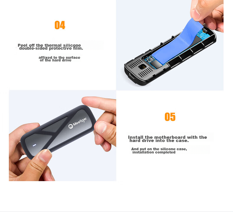 Mihu M.2 NVMe SSD Enclosure, Type-C 3.2 Portable Hard Drive Case, Compatible with Laptops And Apple 16-Inch, External SSD Enclosure with Protective Cover, GN10 32