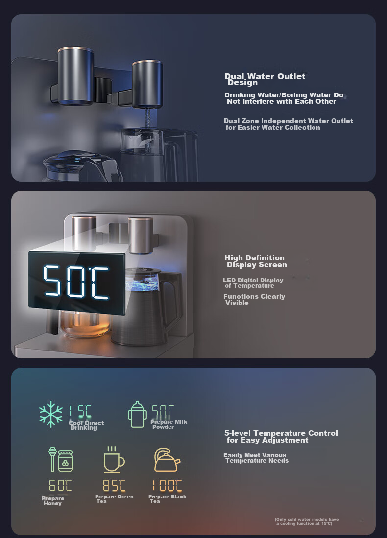 Anjier Tea Bar Machine for Home Use, High-End Living Room Water Dispenser And Boiler, All-In Cooling And Heating System, Bottom-Loading Automatic Constant Temperature Bottled Water Direct Drinking Machine 3481 17