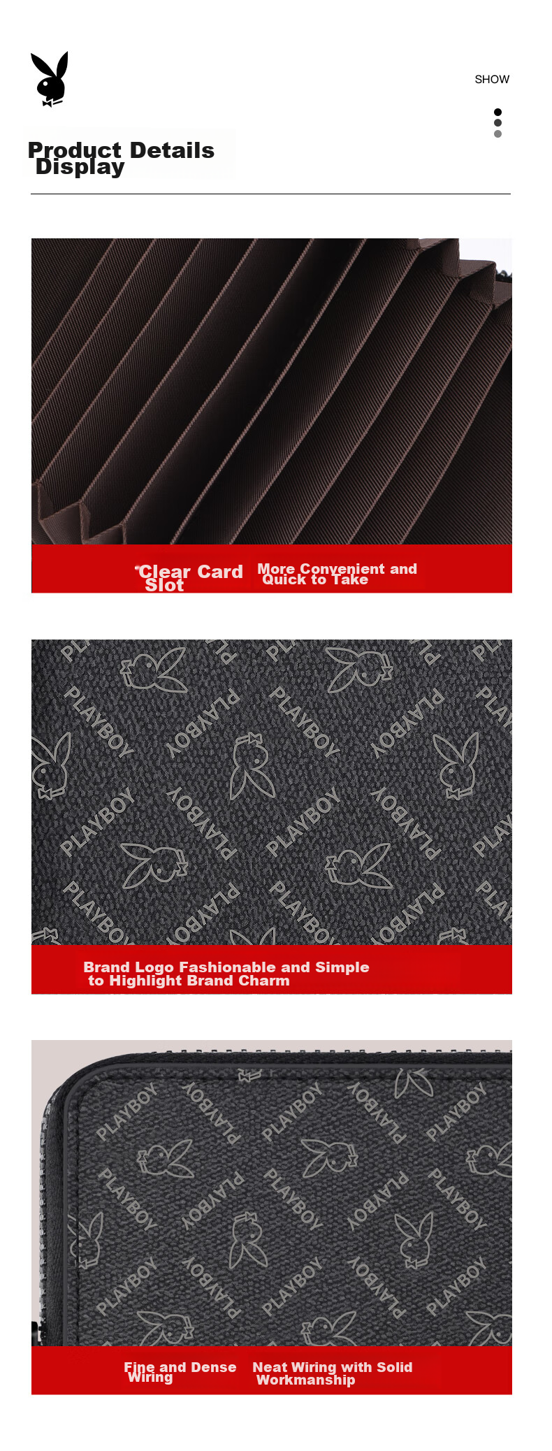 PLAYBOY Men's Multi-Card Holder Wallet, Large Capacity Zipper Card Case for Bank Cards And ID Cards, Gift for Birthday Present 8