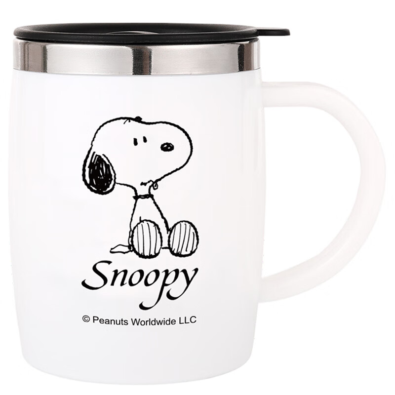 Термокружка SNOOPY с ручкой, 420 мл, белая