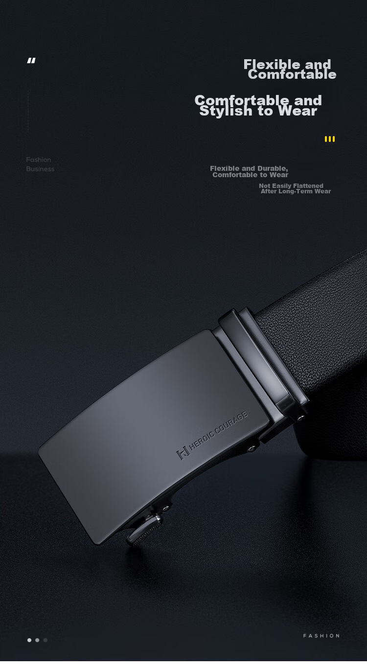 HLA Men's Belt with Automatic Buckle, Business Genuine Leather Waistband, Practical Birthday Gift for Boyfriend Or Husband, Fashionable Present 4