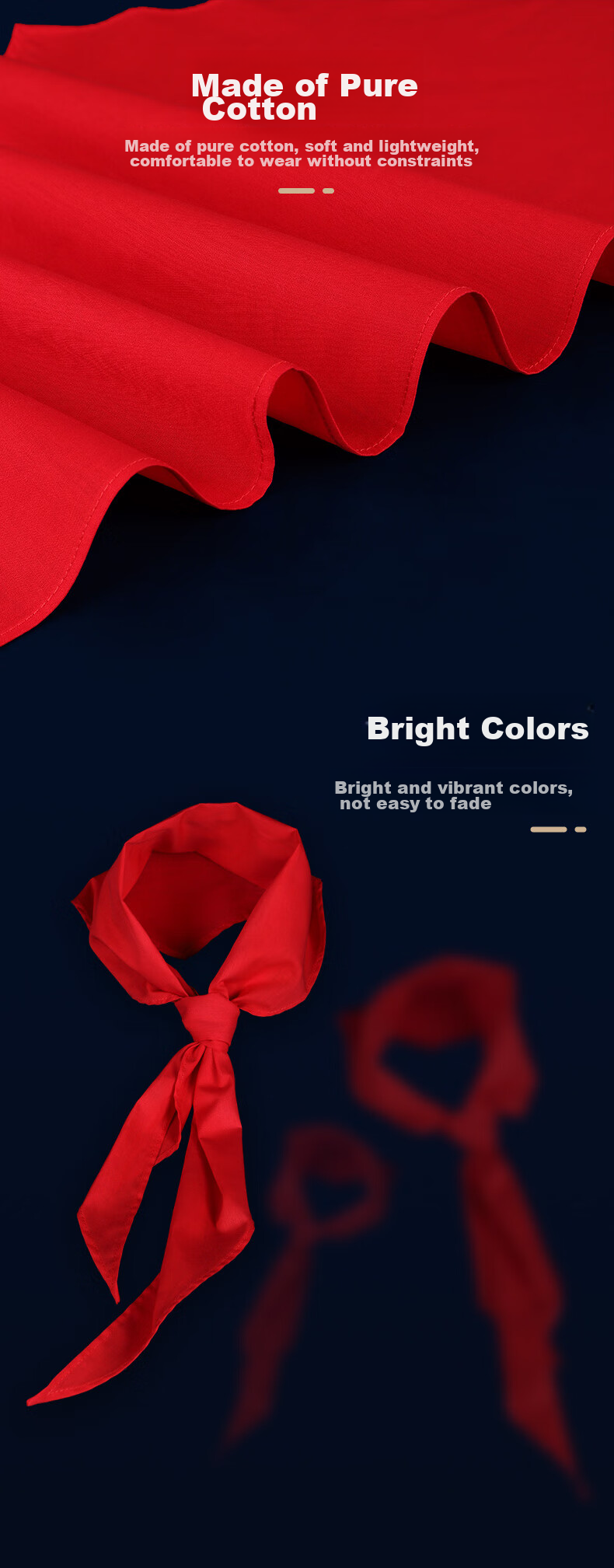 Linlei Red Scarf for Elementary School Students, Pure Cotton Thickened Standard Small Size Red Scarf, 1 Meter (5 Pieces Per Box) 6