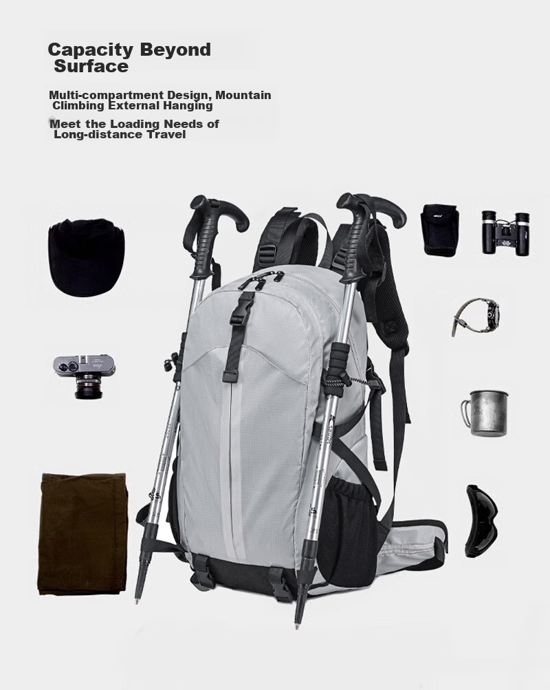WEWOO Outdoor Hiking Backpack, Lightweight Rucksack, Professional New Model, Large Capacity, Travel Sports Waterproof Nylon, White 6