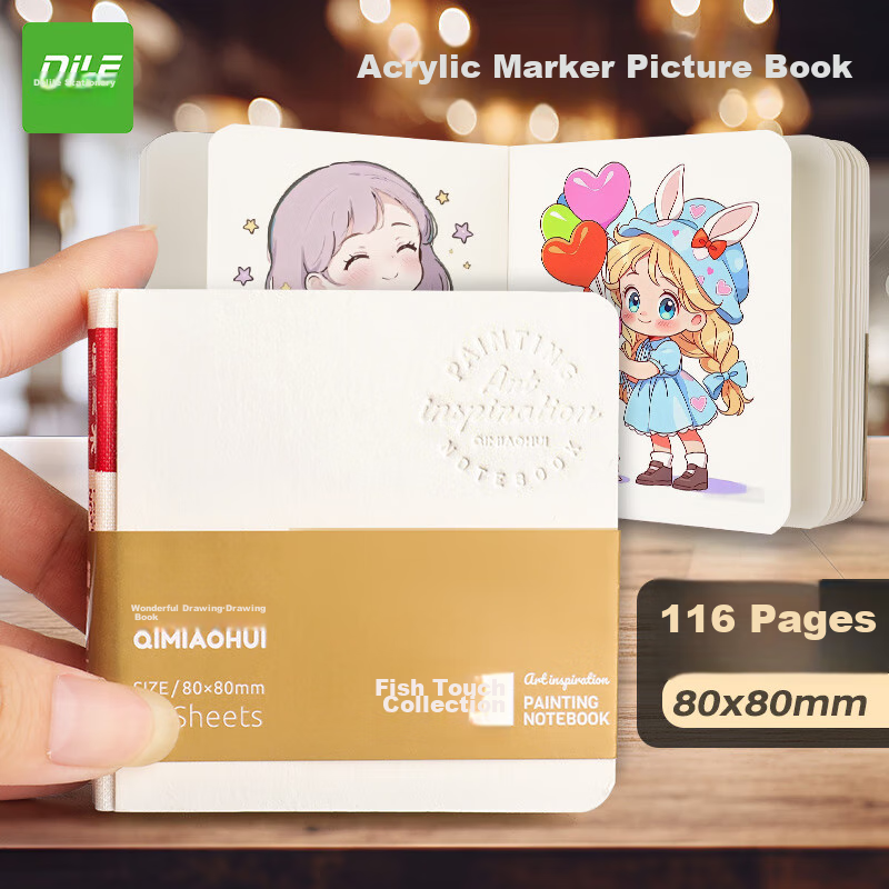 DiLe Fishing Collection, Wonderful Drawing Sketchbook, Flip Book, 200g Extra Thick Acrylic Marker Paper, Compact And Portable DIY Pocket Notebook, LG-24486