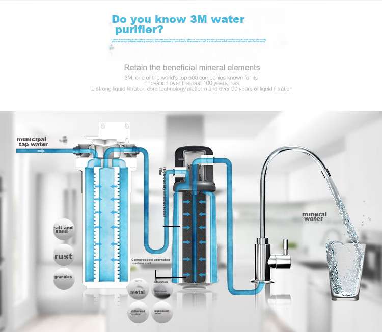 3M Water Purifier for Home Use, Zero Wastewater Direct Drinking Under-Sink 2.4L/min High Flow Rate 4000L Treatment Capacity 800G Filter DWS2500-CN 6