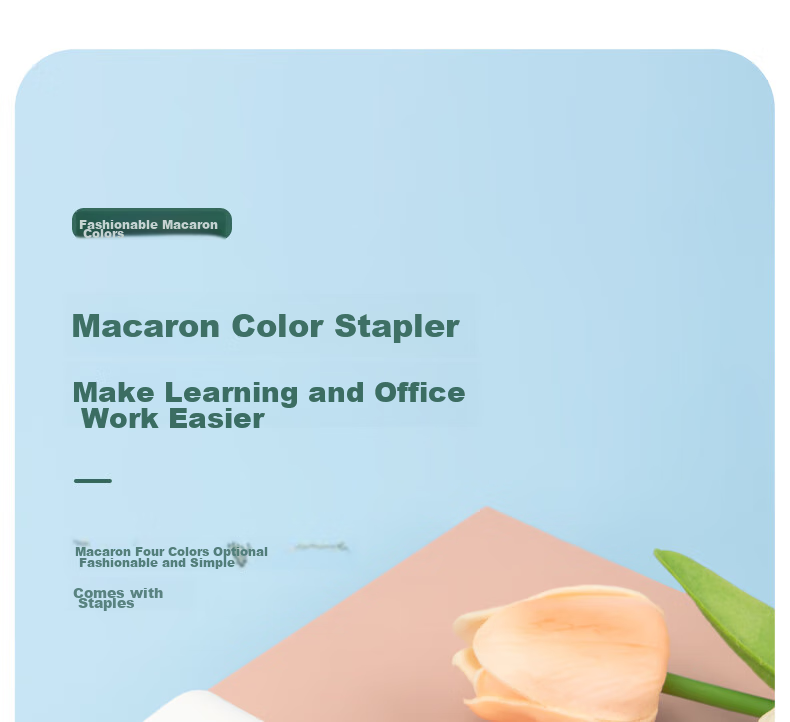 Deli [Back to School Stationery] Mini Stapler, Lightweight And Portable for Students' Office Use, Macaron Color Stapler/Binder/Stapling Machine, White 1