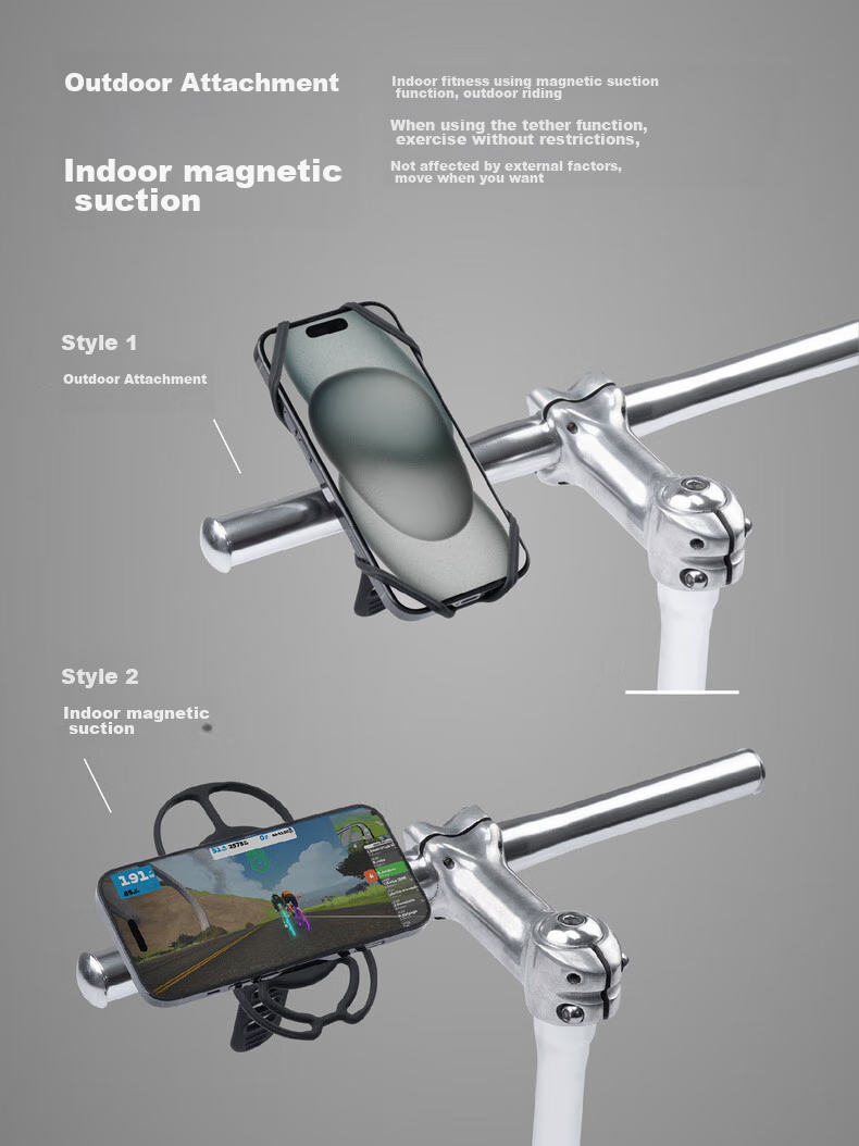 Bone Magnetic Road Bike Phone Mount, Mountain Bike Cycling Navigation Phone Holder, Indoor Cycling Stand Phone Mount 4