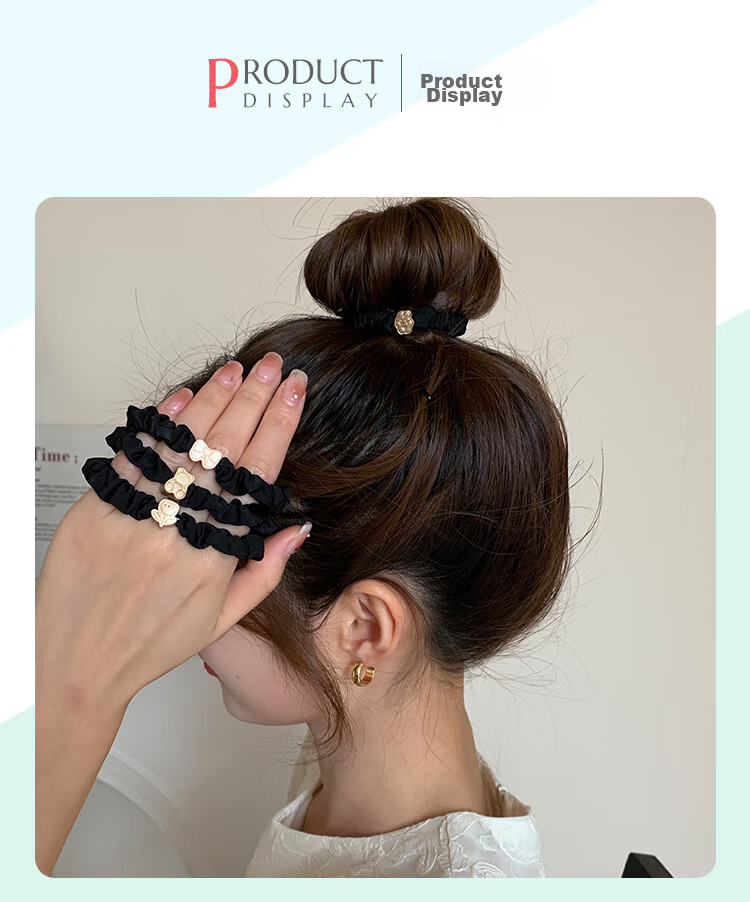 CHIMERA 4 Ponytail Hair Ties, Simple Glazed Heart-Shaped Hair Bands, Hair Ties for Women, Mid-Autumn Festival Gift 19