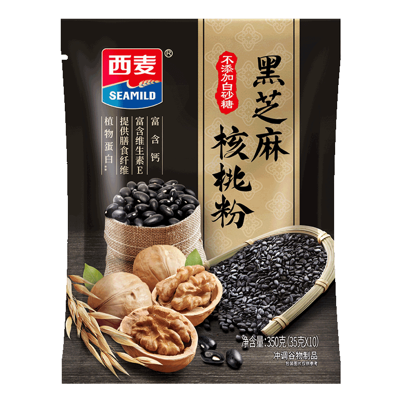 西麦黑芝麻核桃粉350g 燕麦片黑芝麻糊营养早餐五谷杂粮粉独立包装