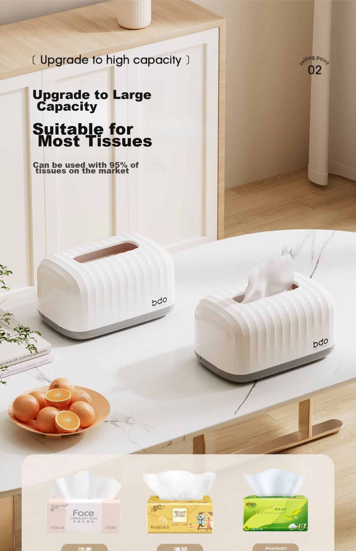 BDO Tissue Box, Living Room Coffee Table Dining Table Desktop Tissue Holder with Spring, Paper Towel Dispenser for Office And Bedroom Desk 4