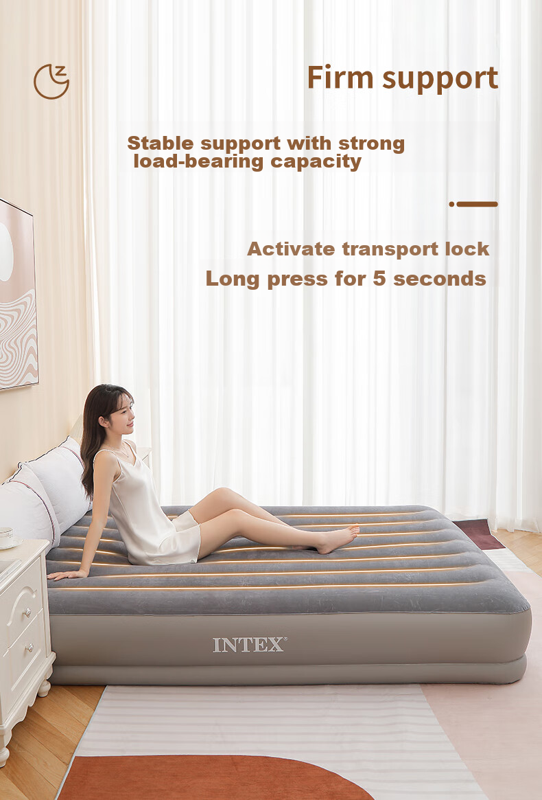 INTEX Built-In Electric Pump USB Port Inflatable Single-Person Air Mattress for Home Use, Portable Automatic Inflation 64112 with 1 Pillow 6