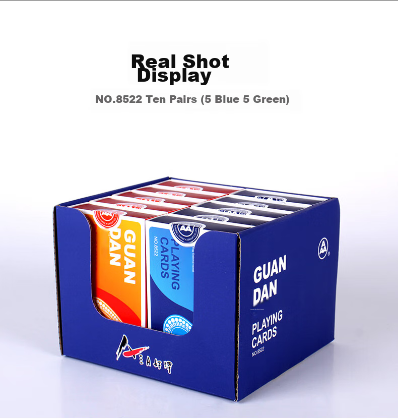 AAA Guandan Playing Cards, AAA Guandan Card Decks, Entertainment Playing Cards, Blue Core Paper Material, 8522 Two-Color Set, Ten Decks 6