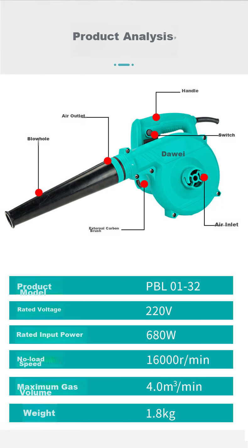 Dayi Electric Blower, Dust Blower, Industrial Dust Blower, High-Power Dust Removal Blower, 01-32 6