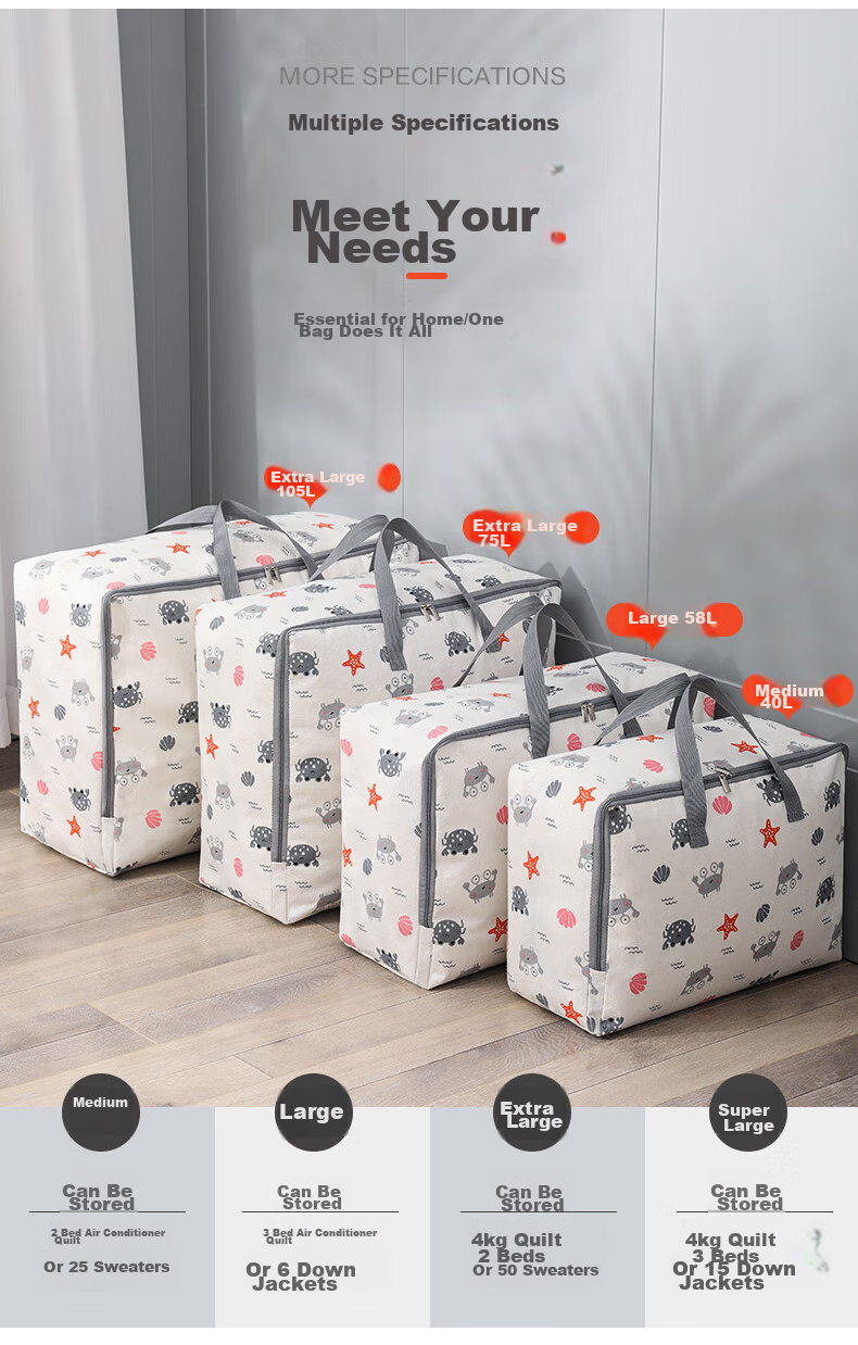 Baicaoyuan Cotton Quilt Storage Bag, Clothes Moving Packing Bag, Woven Bag, Kindergarten Storage Bag, Luggage Bag, 105L, 1 Piece 5