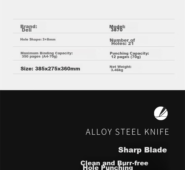 Deli Low-Force Ring/Buckle Binding Machine, 21-Hole Document File Tender Punched Machine/puncher, 3870N [Please Check for Free Gifts after Placing Order] 6