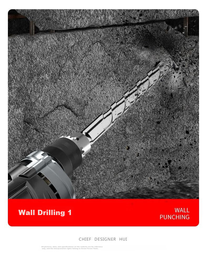 GREENER Impact Drill Bit, Electric Hammer Wall-Piercing Grooving Tool, Concrete Extended Hole Round Shank [6/8/10/12] X 160mm 20
