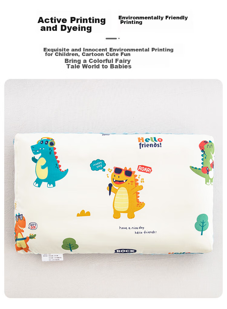9I9 Children's Pillow, Pure Cotton Pillowcase, Kindergarten Bean Pillow, Removable And Washable, Baby Double-Sided Pillow, A92 Dinosaur, 50cm 8