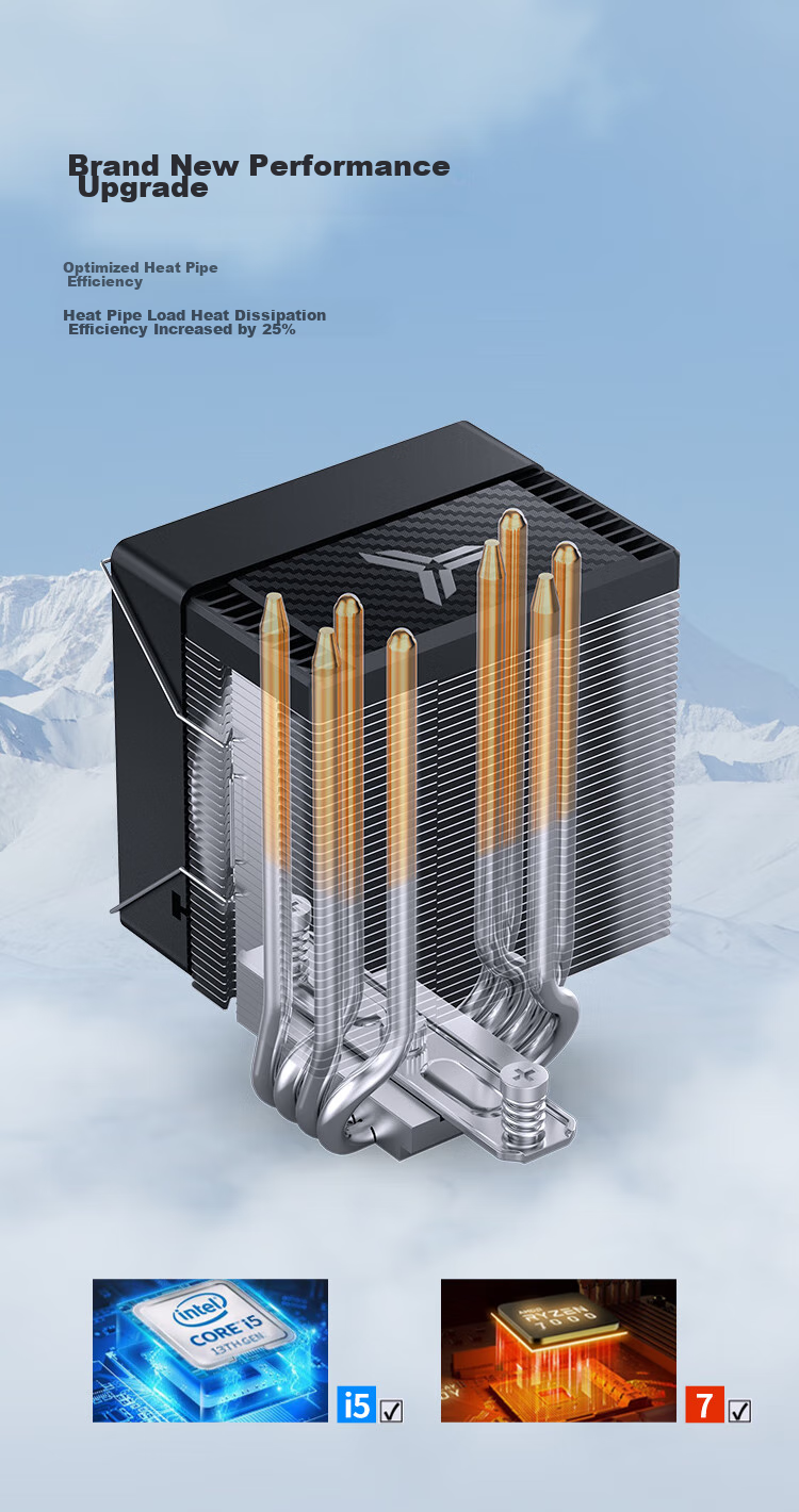 JONSBO CR-1400EVO Color Edition CPU Air Cooler (Nickel-Plated 4 Heat Pipes/RGB Lighting Effects/PWM Fan/130mm Height/Multi-Platform/Thermal Paste Included) 7