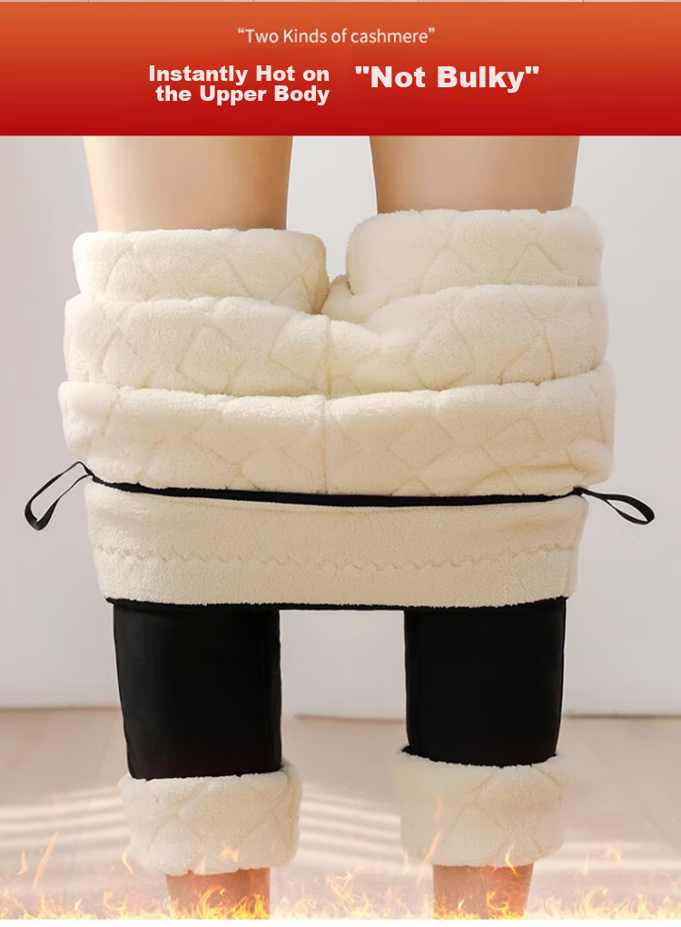 LangSha Thermal Underwear, 100% Wool Warm Pants for Women, Cotton-Lined Leggings for Outdoor Wear, Extra Thick Winter Pants, Cold-Resistant Lambswool Trousers for Women in Northeast China 9