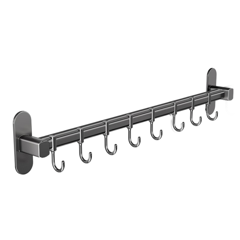 Cobbe Gun-Gray Kitchen Hooks, No Drilling Required, Hanging Rod Storage Rack, Wall-Mounted Hook Organizer, Kitchen Utensil Hanger, Pot Lid Storage Rack