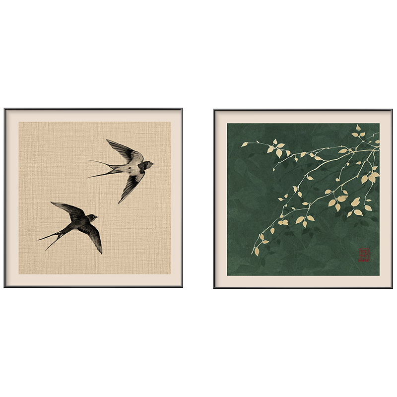 Jijianji Modern Retro Living Room Decorative Paintings Vintage Bedroom Dining Room Wall Art Set Landscape Murals