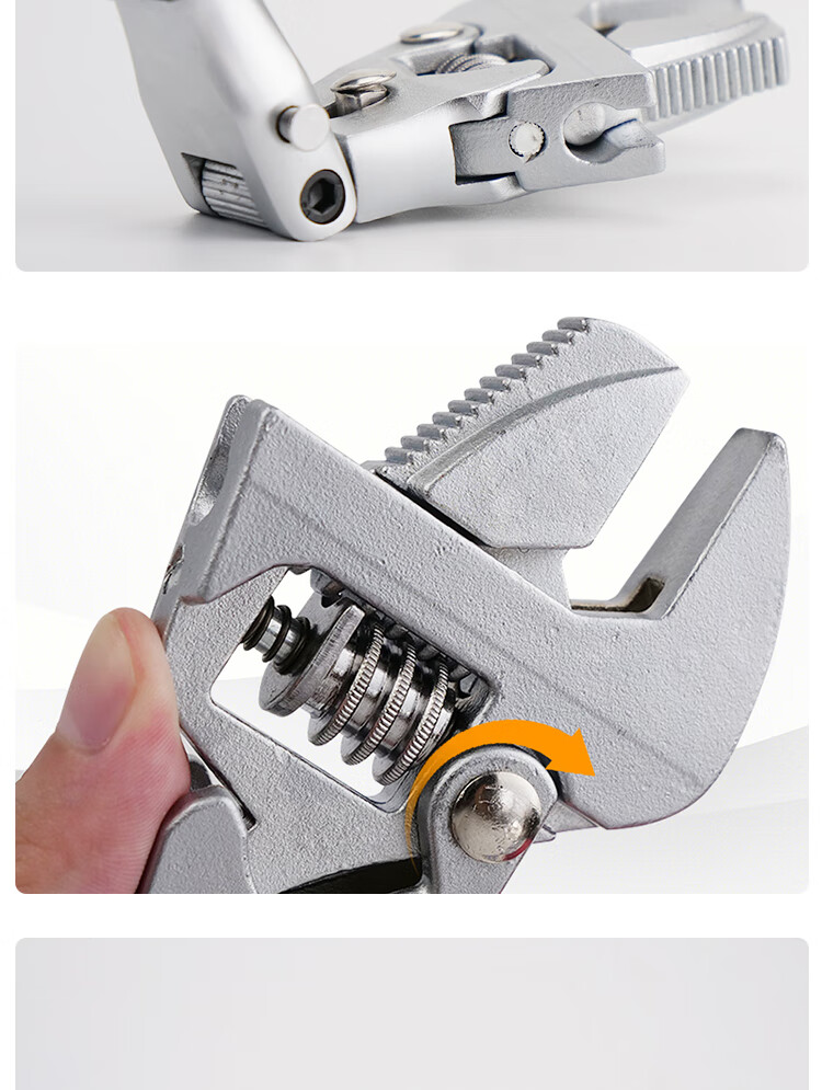 Haisidike Adjustable Wrench Industrial Grade Open-End Bright Handle Wrench Set (8/10/12 inch) Three-Piece Set [Jingcang] 4