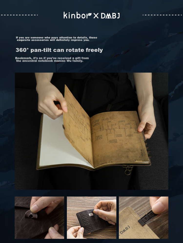 Kinbor × Grave Robbers' Chronicles Journal Birthday Gift Box Stationery Set (Leather Cover Journal with Index Tabs, Adhesive Tape, Kraft Paper Notebook), Qing Tong Men Hou DTB6567, Gift-Giving Item 16