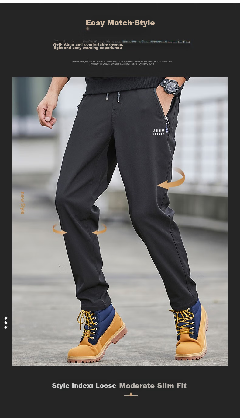 JEEP SPIRIT Men's Sports Pants, Spring And Autumn Casual Trousers, Loose-Fitting Tactical Long Pants, Outdoor Long Pants for Men, Black, 2XL 7