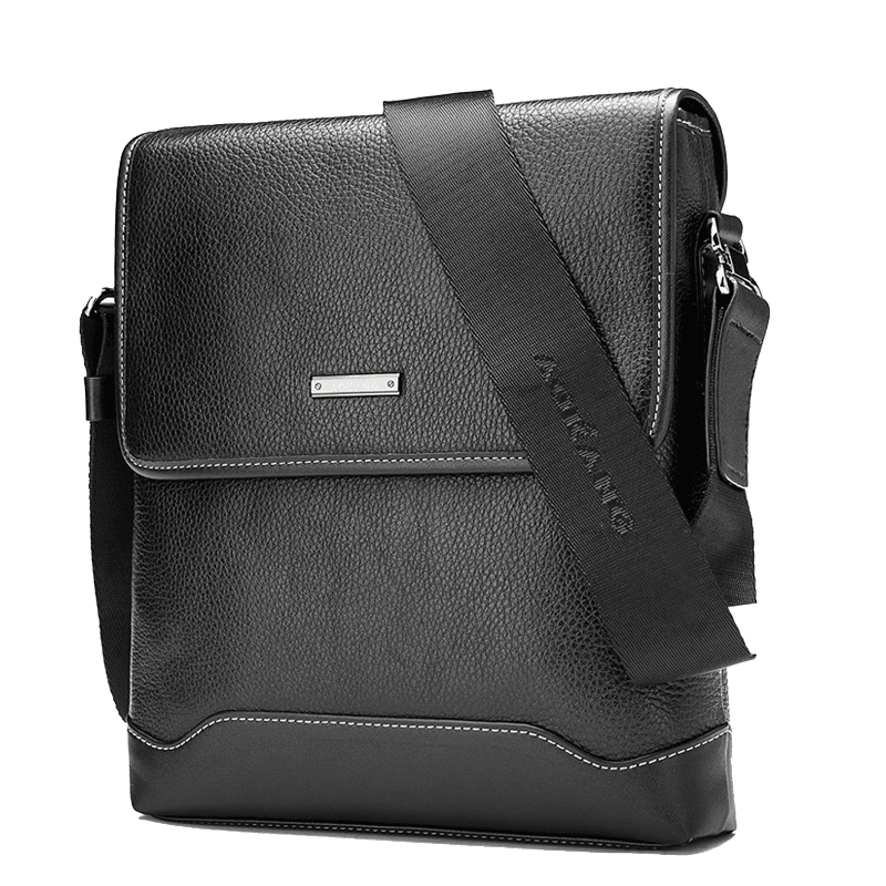 Aokang Shoulder Bag for Men, Vertical Style, Japanese Character Design, Cowhide Crossbody Briefcase, Square Shape, Birthday Gift for Husband