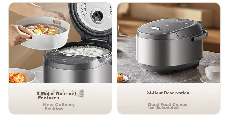 Midea Rice Cooker, 4L Capacity for Home Use, 1.5mm Round Inner Pot, 760W Butterfly-Shaped Intense Heat Plate, Metal Body, Rice Cooker MB-RE478 [ZMD Peace of Mind Series] 3