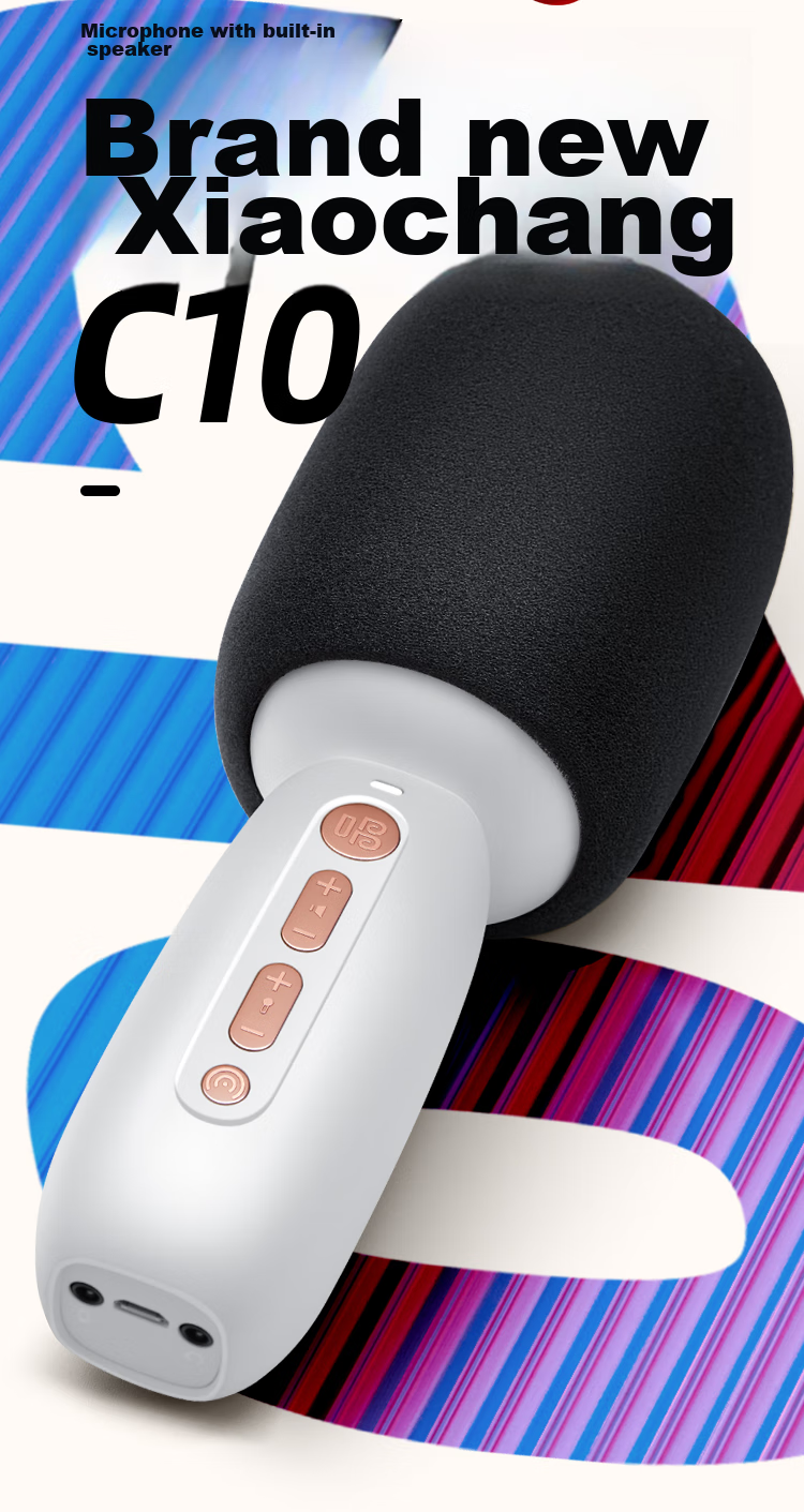 Changba Microphone C10 All-In Karaoke Machine with Wireless Bluetooth Connection, Home KTV Singing Machine for Children, Gift Item, Black 5