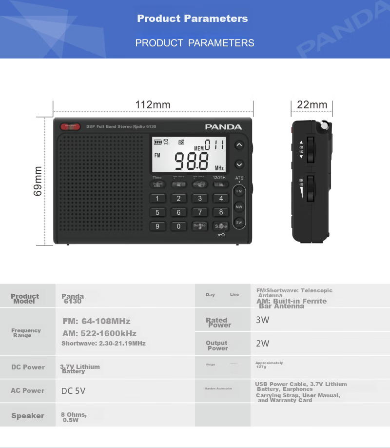 PANDA 6130 Full-Band Digital Stereo Radio, Stable Signal, English Listening Test Device for College Entrance Exams And CET-6/4, Elderly Gift (Black) 11