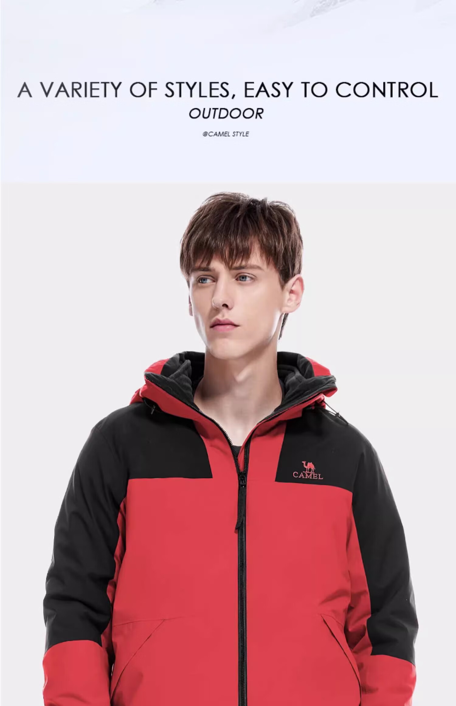CAMEL Windbreaker for Men And Women, Couples Style, Moisture-Wicking, Cold-Resistant, Warm Fleece Three-In Mountaineering Jacket A1W13a1118 28