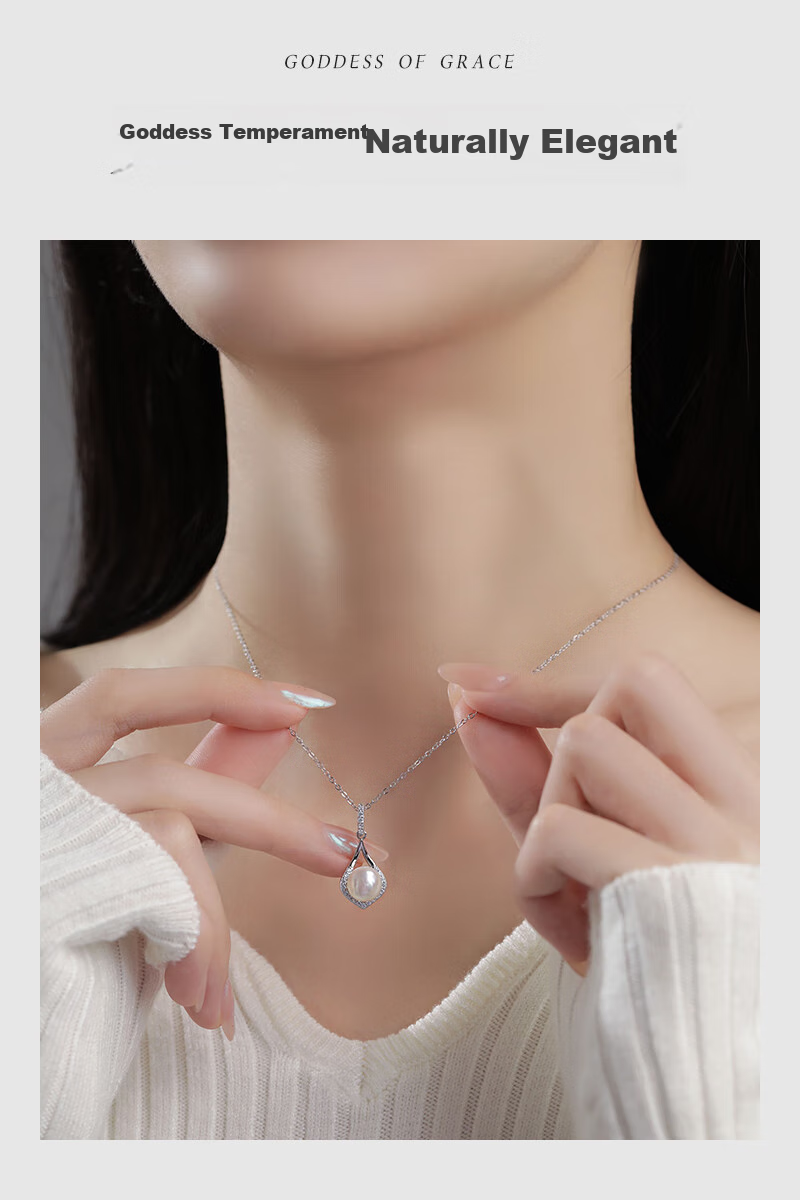 MANHE S925 Silver Freshwater Pearl Necklace for Women, 2026 New Light Luxury High-End Birthday Gift for Mom Or Girlfriend 14